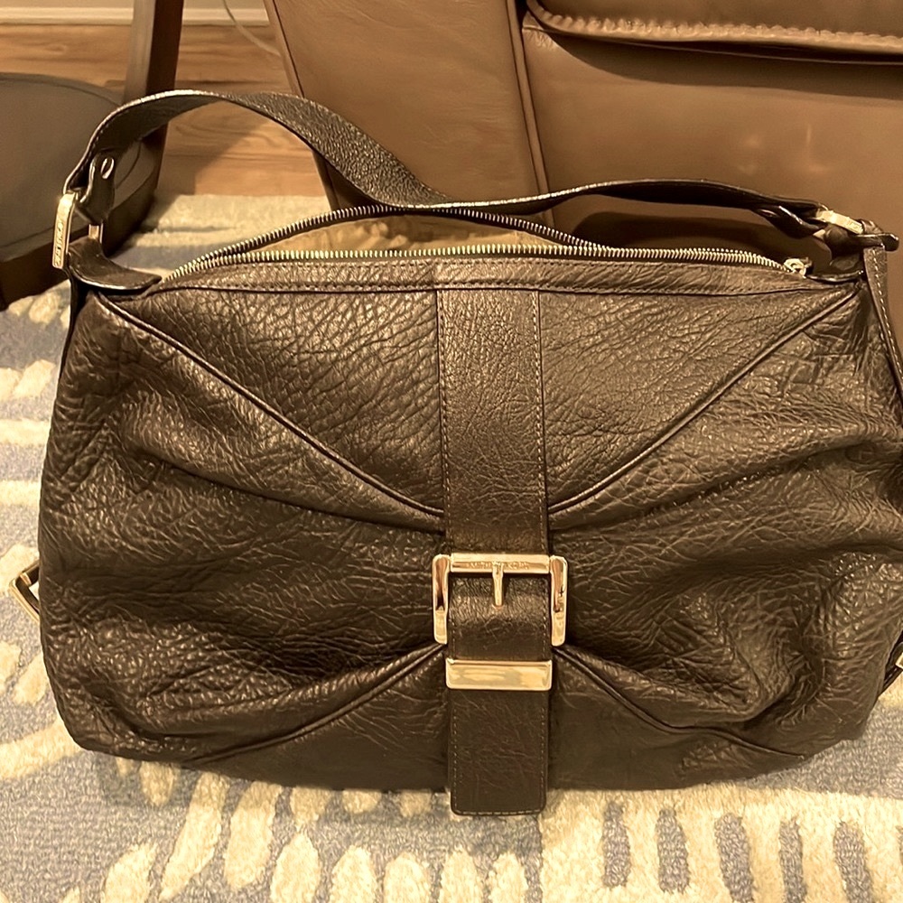 Gorgeous dark brown textured leather Michael Kors shoulder bag